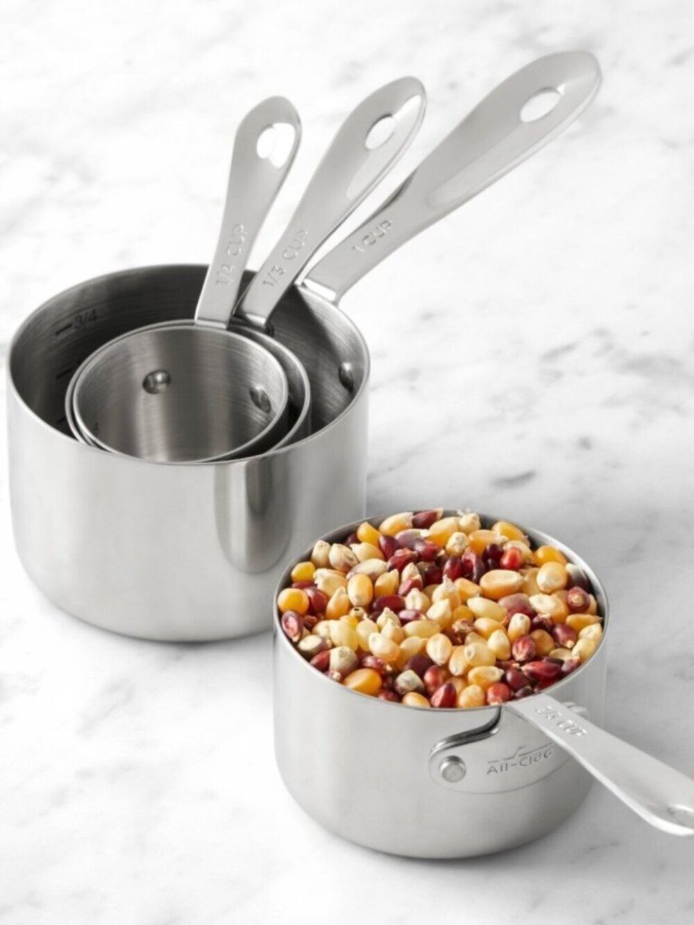 ALL CLAD Heavy Gauge Stainless Steel Measuring Cups w/ 4 Riveted Handles